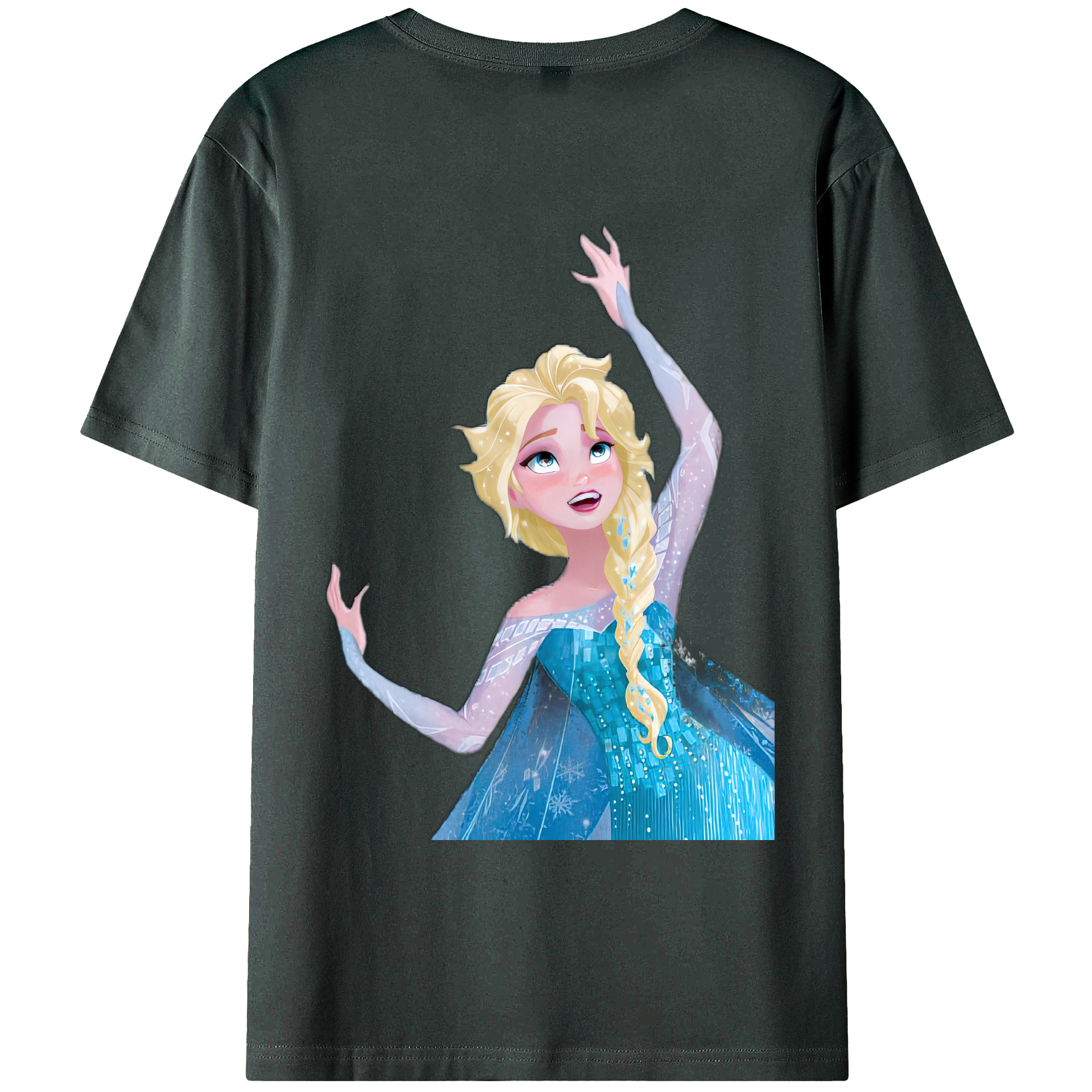 （画像用） アナと雪の女王 アンナ エルサ Frozen Anna Elsa 綿100％ メンズ半袖Tシャツ（バックプリント） 通気性